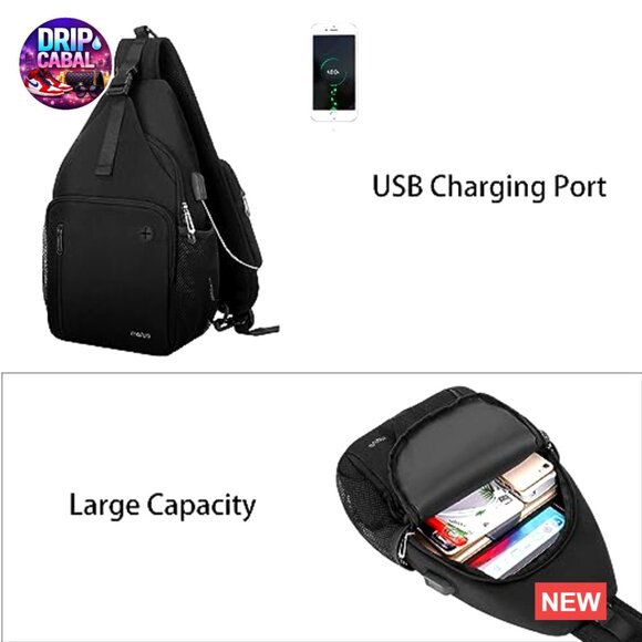 Polyester Sling Backpack with USB Port, Adjustable Crossbody Daypack for Hiking main image 5